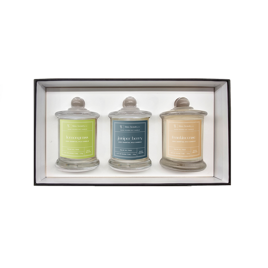 Essential Oil Soy Candle Gift Set | Juniper, Frankincense, Lemongrass (3 x 60g)