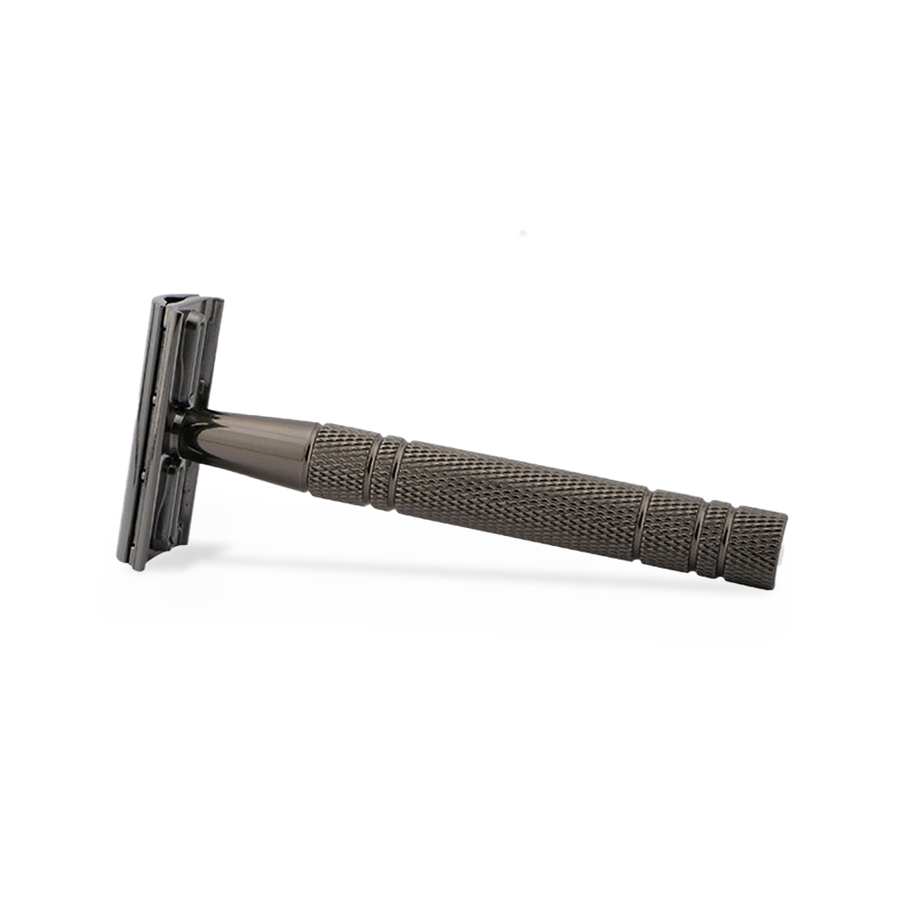 Matte Black Stainless Steel Safety Razor – Precision Double-Edge Shaving