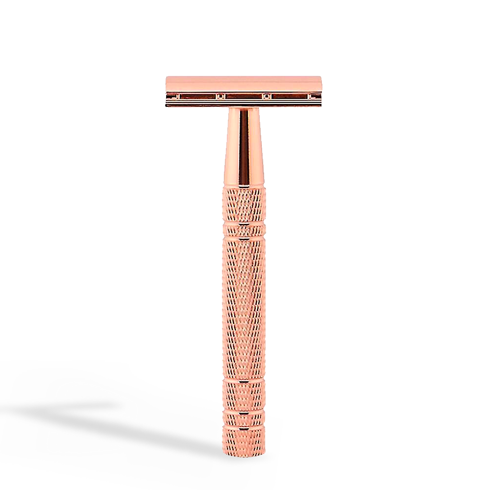 Rose Gold Stainless Steel Safety Razor – Elegant Double-Edge Shaving Tool