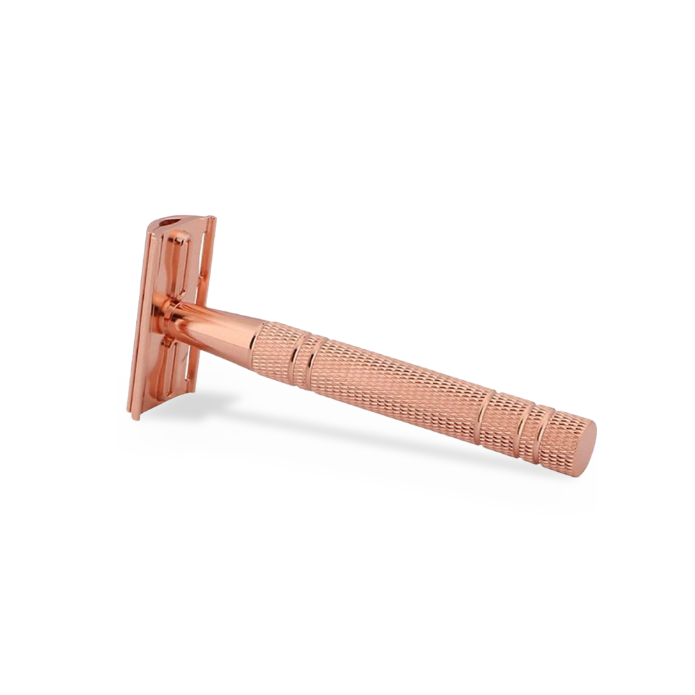 Rose Gold Stainless Steel Safety Razor – Elegant Double-Edge Shaving Tool