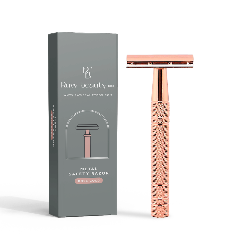 Rose Gold Stainless Steel Safety Razor – Elegant Double-Edge Shaving Tool