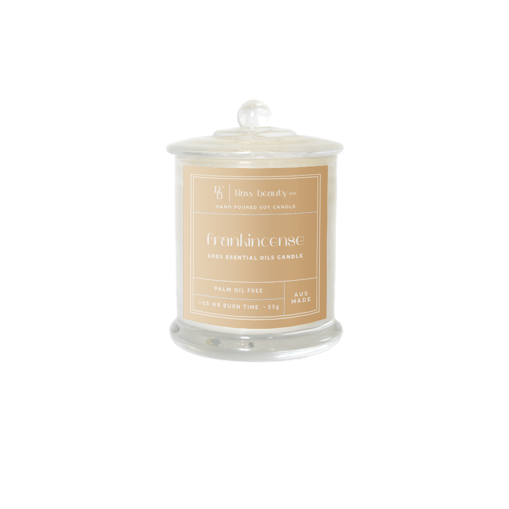 Candle with a label on a white background